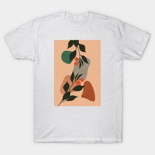 Red Cherry Leaf - Botanical, Boho T-Shirt